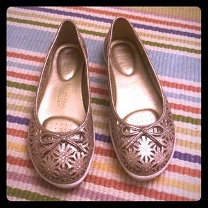 Kenneth Cole Reaction rose gold laser cut flats